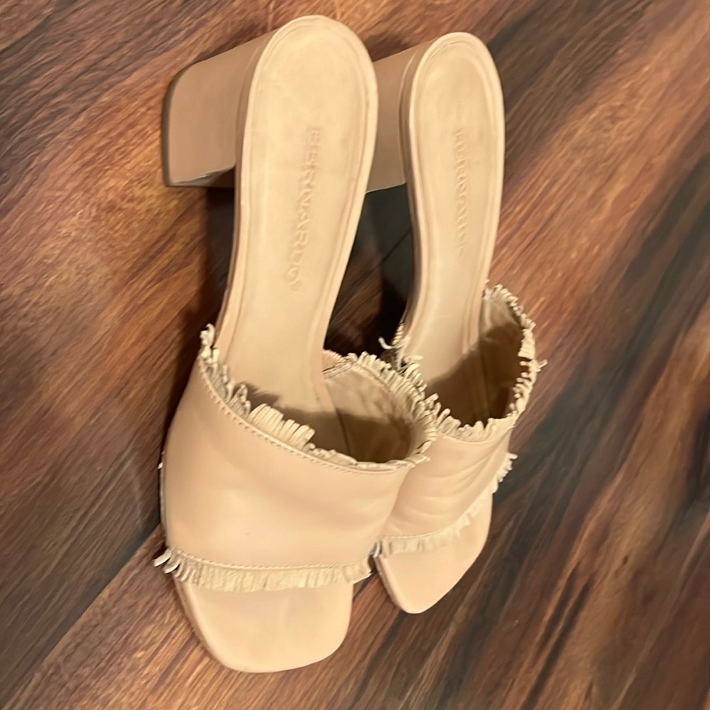 Bernardo open toe slip ons.